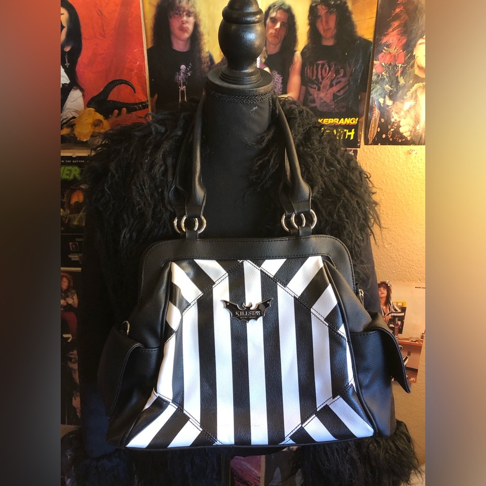 Killstar Striped Bat Purse Handbag